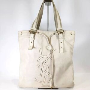 YSL 🔥 Rare 🔥 Kahala Studded Cream Leather Tote Bag, Large!